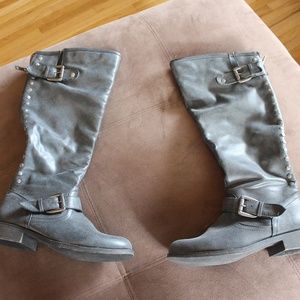 New Without Tags Grey Faux Leather Boots
